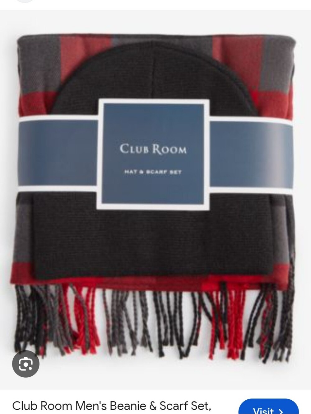 Club Room Red & Black Plaid Holiday Hat And Scarf Set NWT